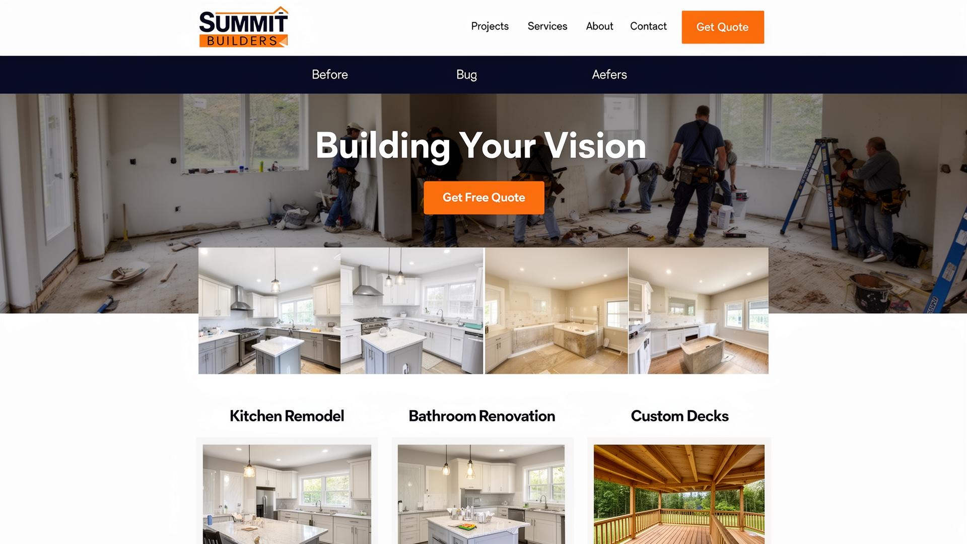 Existing illustrative residential remodeling website concept