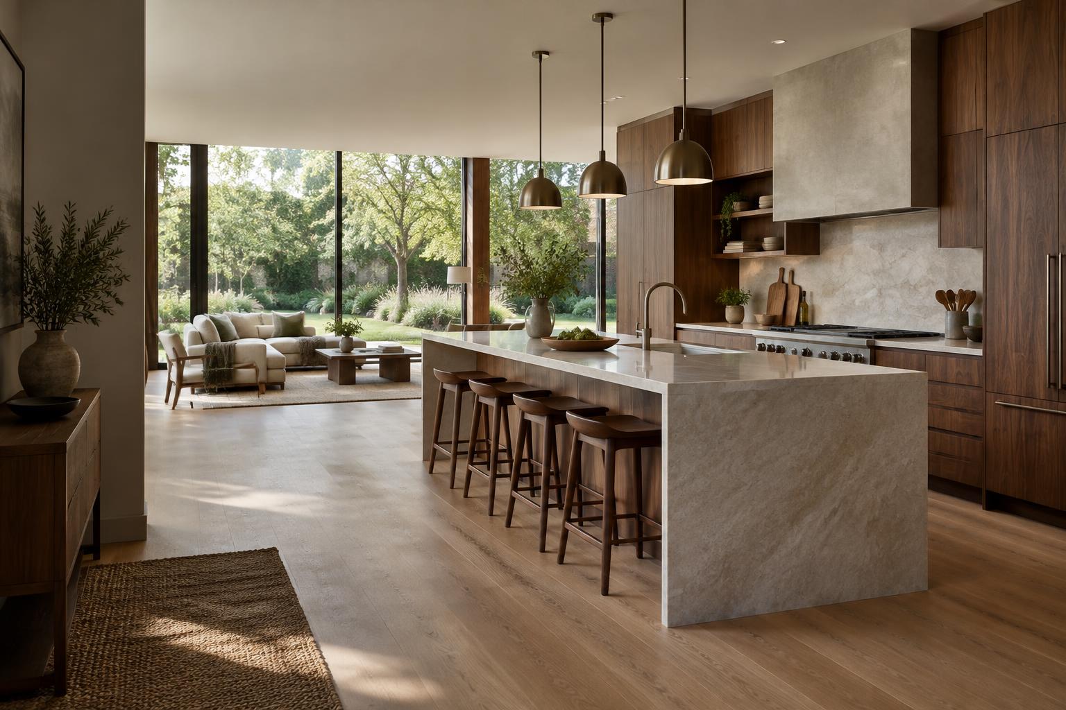 Illustrative architectural view of a refined residential kitchen
